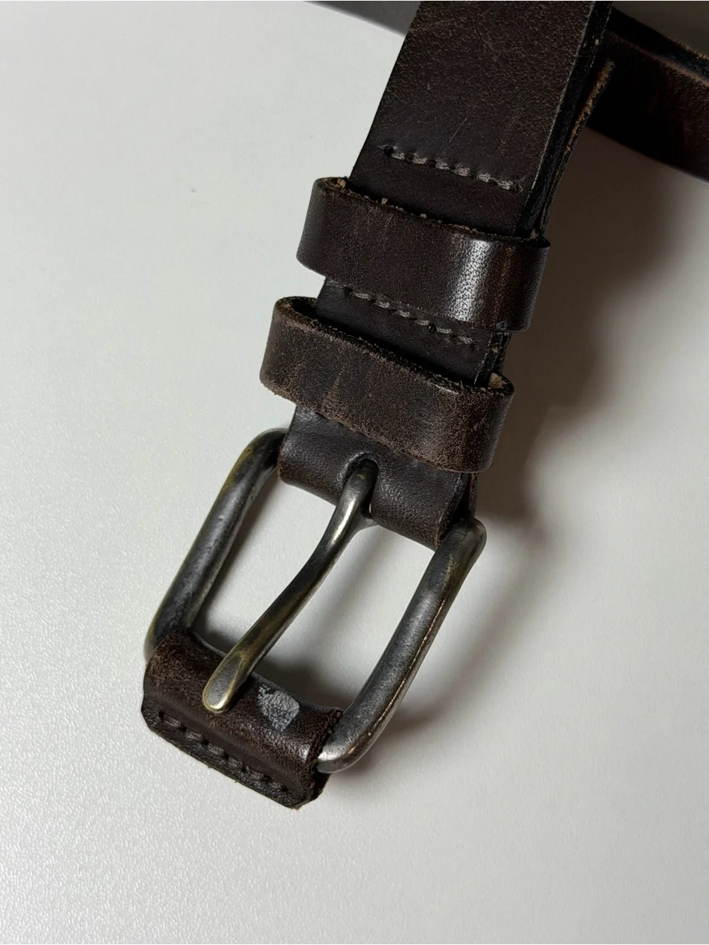 RICHARDS Fine Attire Genuine Leather Made in USA Brown Belt Antique Metal Buckle